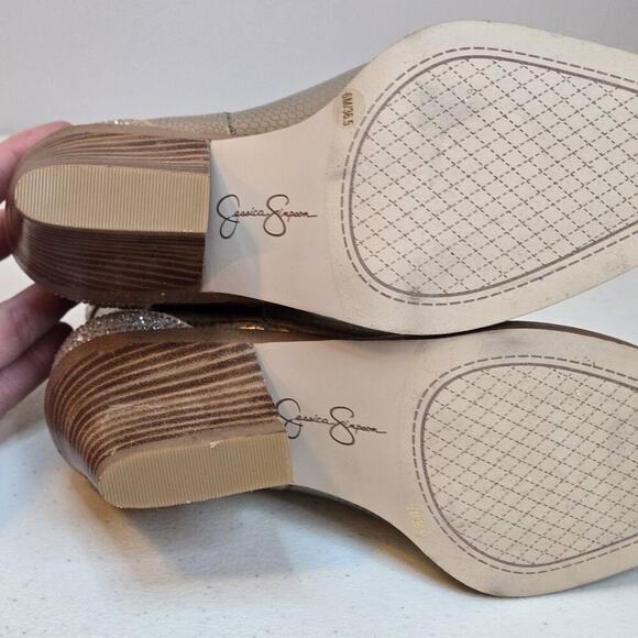 NEW Ankle Boots Jessica Simpson Champagne Embellished GLITTR Western Women Sz 7M - Picture 7 of 10